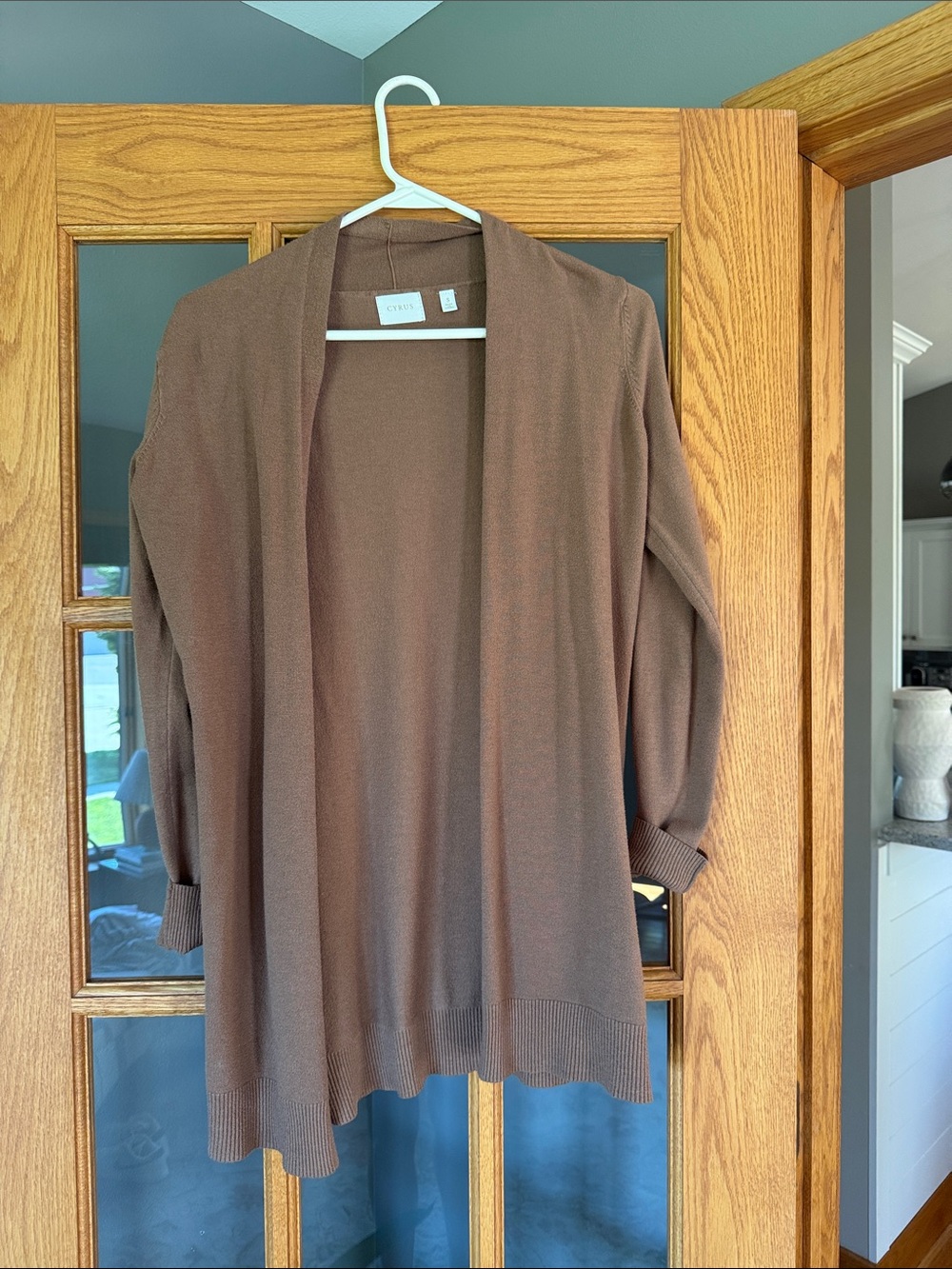 Cyrus Taupe-Brown Open Cardigan
